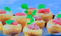 Prue Leith’s mini Yorkshire pudding with a beef, horseradish cream and watercress filling  ...