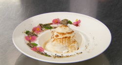 Sandy’s baked Alaska with sesame sponge, miso ice cream and Mauritius rum on Masterchef 2020