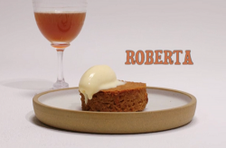 Roberta’s apple and ginger sponge with apple ice cream and ginger beer dessert on the Grea ...