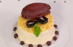 James Martin iced parfait  with blackberry sorbet,  honey mead and praline on James Martin’ ...