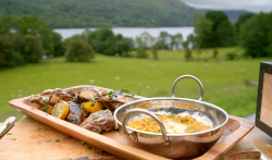 James Martin BBQ Goosnargh chicken with curry lentils on James Martin’s Islands To Highlands