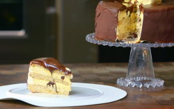 James Martin chocolate, ice cream and banana cake with dark chocolate and clotted cream on James ...