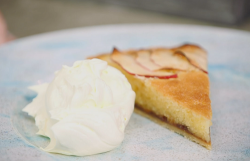 James Martin Jersey black butter tart with double cream on James Martin’s Islands To Highlands