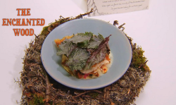 The Enchanted Wood starter with egg yolk and mushrooms by Joe Baker on the Great British Menu