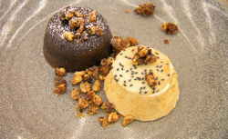 Thomas chocolate porter fondant with ice cream  bourbon butterscotch sauce on Masterchef 2020