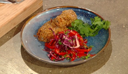 Matt Tebbutt’s fried chicken and cabbage slaw and red pepper salad on Saturday Kitchen