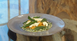 Matt Tebbutt’s sweet potato gnocchi with  halloumi and a caper sauce on Saturday Kitchen