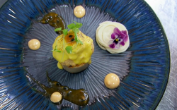 Claire’s heart of palm dish made using a recipe by chef Peeroo Nizam on Masterchef 2020