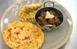 Jasmeet’s kidney curry with chilli, spicy scrambled eggs and a mint paratha on Masterchef 2020