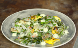 James Martin kelp with kimchi, chargrilled courgettes and mayonnaise on James Martin’s Isl ...