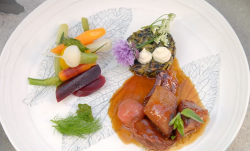 Frances Atkins smoked lamb shank with cider and vegetables on James Martin’s Islands To Highland