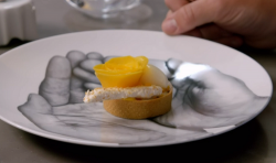 Maria’s mango tart with coconut ice cream and cheese mousse on James Martin’s Island ...