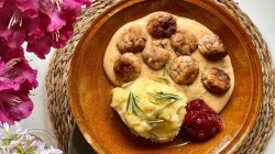 Clodagh McKenna’s IKEA meatballs with cream sauce, Lingonberry jam and mash potatoes on Th ...