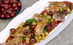 James Martin Yorkshire partridge with cherries, potatoes and mustard kale on on James Martin’s I ...