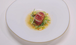 Retsbol Liatkcoc Said The Vicar lobster fish course by Tom Phillips on the Great British Menu