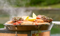 James Martin surf and turf with haggis butter on James Martin’s Islands To Highlands