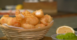 James Martin scampi in a basket with lovage mayonnaise on James Martin’s Islands To Highlands