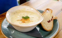 Kirstine ‘s fish soup with lemongrass on James Martin’s Islands To Highlands