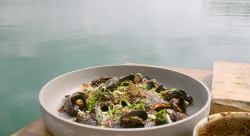 James Martin spicy Korean sea bass with mussels and clams shellfish on James Martin’s Isla ...