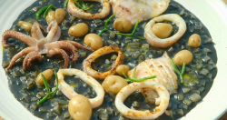 James Martin squid and jersey royal risotto on James Martin’s Islands To Highlands