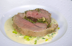 James Martin stuffed leg of Welsh lamb with creamy leeks on James Martin’s Islands To High ...