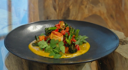 Matt Tebbutt’s sweet potato curry with vegetables, halloumi and a katsu curry sauce on Sat ...