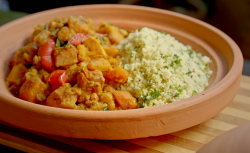 Ainsley Harriott butternut squash, spinach and sweet potato tagine with  lemon and pistachio  co ...