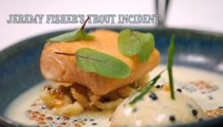 Hrishikesh’S Jeremy Fisher’s Trout Incident fish course on the Great British Menu