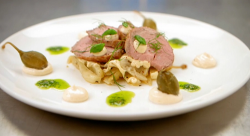 Claire’s vitello tonnato (roast veal with tuna mayonnaise and braised fennel) on Masterche ...