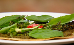 Matt Tebbutt’s vegetable pizza with tortilla bread and egg yolk on Saturday Kitchen