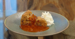 Matt Tebbutt’s peanut butter blondies with cream and a coconut and peanut caramel on Saturday Ki ...