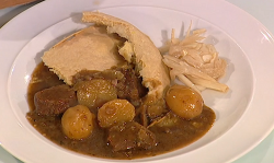 Marcus Wareing beef hotpot with pickled onions made using his mum’s recipe on Saturday Kitchen