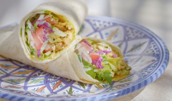 Ainsley Harriott’s Jordanian chicken shawarma with a tahini yoghurt dressing on Ainsley ...