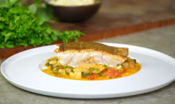 James Martin pan fried cod with a salt cod, pollock and beans stew on James Martin’s Islands To  ...