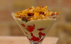 Frederick Forster’s elderflower and strawberry fool with digestive biscuits and cornflakes ...