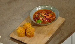 Shivi Ramoutar’s Creole gumbo with cornbread muffins on Saturday kitchen