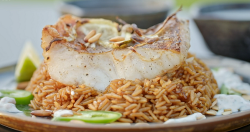 Muhammad and Raheed’s Jordanian fish and rice dish on Ainsley’s Mediterranean Cookbook