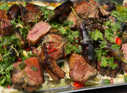 James Martin’s summer lamb chops with BBQ baby aubergines and a lemon and tahini dressing  ...