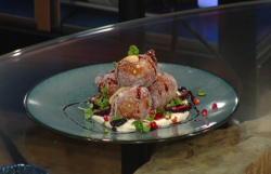 Matt Tebbutt’s custard filled doughnuts with ricotta, blackberries,  pistachios and  pomeg ...