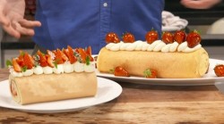 James Martin’s classic Swiss roll with strawberries and whipped cream on This Morning