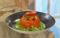 Matt Tebbutt Stuffed tomatoes with tuna and Bulgar wheat on Saturday Kitchen