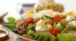 Mary Berry’s tuna salad with croutons, new potatoes and a mustard salad dressing on Saturd ...