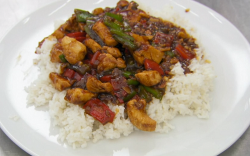 John Barnes Asian chicken with stir fried vegetables and rice on MasterChef 2020