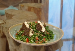 Matt Tebbutt’s black pepper and ginger baked feta with kale and spinach salad on Saturday  ...