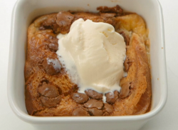 Felicity and  Lady Leshurr (Blue team) chocolate bread and butter pudding with ice cream on Cele ...