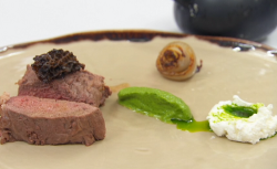 Matthew Pinsent’s cannon of lamb with Dauphinoise potatoes on Celebrity Masterchef 2020