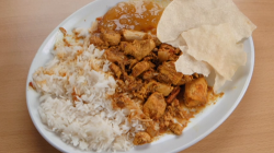 john and Judy’s chicken curry with rice and papadums on Celebrity Masterchef 2020