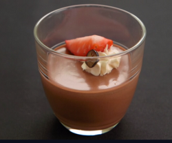 Sam Quek and Karen Gibson’s chocolate mousse with berries and Chantilly cream on Celebrity ...