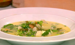 Michael Caines summer vegetables and herb soup on Saturday Kitchen