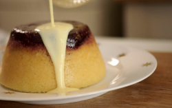 Phil Vickery mum’s steamed jam sponge pudding with raspberry jam and custard on John and L ...